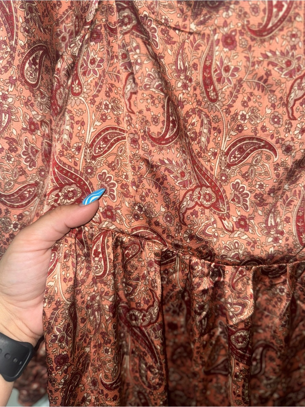 Paisley Maxi Dress in Rust and Burgundy by Pink Lily - Picture 3 of 8